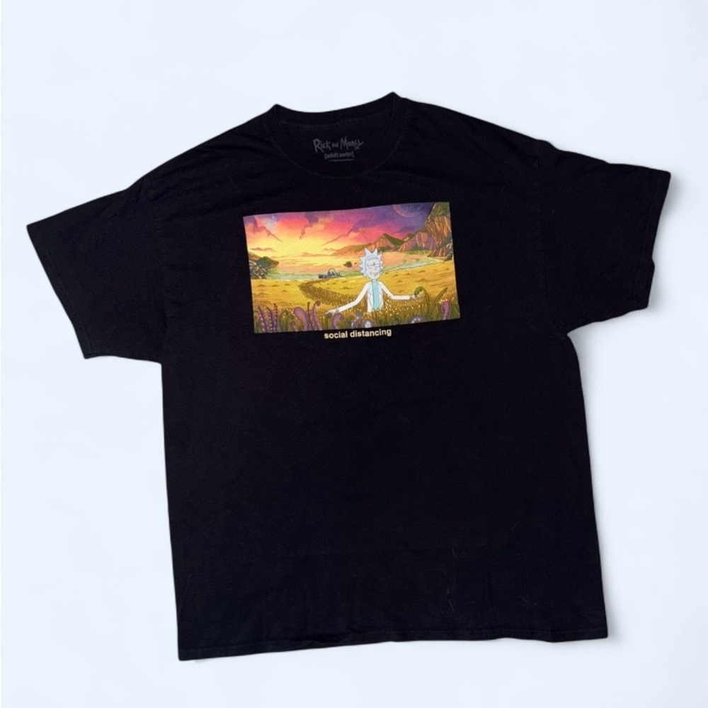 Rick and Morty Social Distancing Graphic T-Shirt | Adult Swim | Size XL - Picture 2 of 5